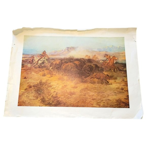 Charles M. Russell Art Print The Buffalo Hunt 1897 TDM Vintage LI514 - Picture 1 of 5